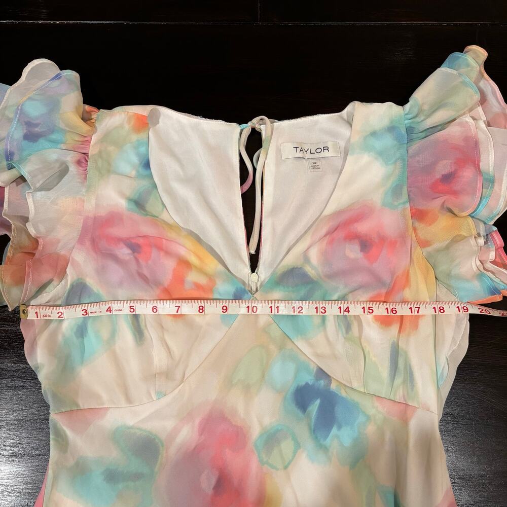 Taylor Watercolor Floral Flutter Sleeve Maxi Dress Size 14- Cottagecore - Picture 7 of 8